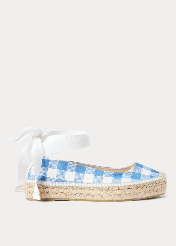 Polo Ralph Lauren Lærred Gingham Espadrillos Dame Danmark (OFLYE3164)